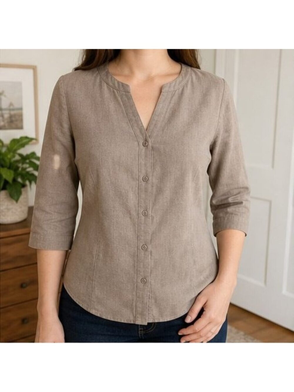 Taupe Puff Sleeve Top